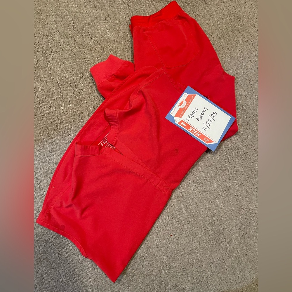Figs Neon Red Scrub Set